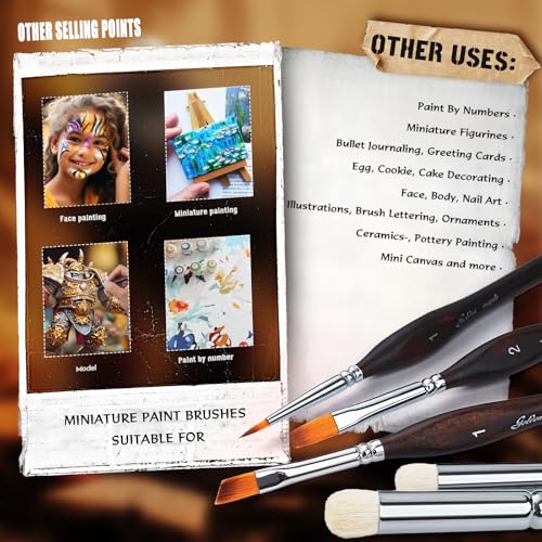 Detail Paint Brushes Dry Brushes, Golden Maple 10PC Flat Miniature Dry Paint Brushes Fine Detail Paint Brush Set for Acrylic, Oil, Watercolor & Figurine - style: 10GT