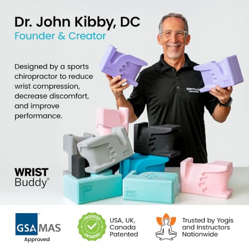 WRISTBuddy® Yoga Blocks 2 Pack, High Density Non-Slip, Hand-Shaped Design | 60% less wrist pressure —patented hand-shaped design eases wrist discomfort for yoga, Pilates, push-ups, planks & handstands. - color: Black