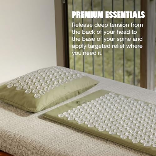ShaktiMat Acupressure Pillow, Neck & Shoulder Relief, Premium Level 1 Tulsi | Relaxation, Massage Muscles, Aid Sleep, Unlock Inner Tension, Similar to Acupuncture, Made with Organic Cotton & ABS spikes - color: Premium-tulsi, size: Level 1