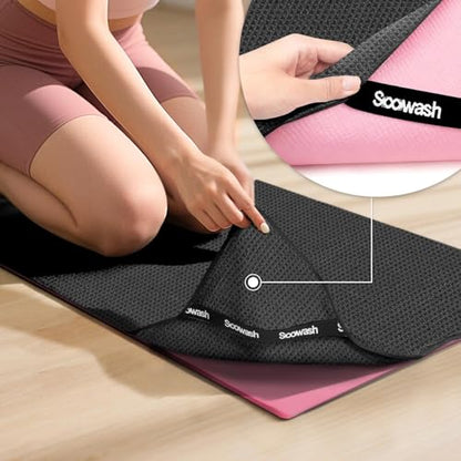 Hot Yoga Mat Towel, Non-Slip Grip Microfiber 28x72in - color: Black, size: 28 inch X 72 inch