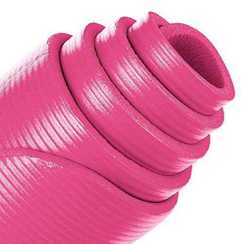 LOKATSE Home All Purpose Thick Yoga Mat with Carrying Strap High Density - color: Pink