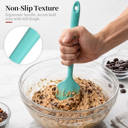600ºF Heat Resistant Silicone Spatula Spoonula Set of 2, Aqua Sky | High Heat Food Safe Kitchen Use Scraper for Cooking Baking Mixing Scraping Stirring Cake Nonstick Cookware Pan Bowl - color: Aqua Sky, size: Large/Spoon Spatula - 2pcs