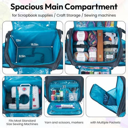 Handy Sandy Crafter’s Tote Bag Organizer, Storage Bag for Craft Supply, and Scrapbooking Carrier w/Handle and Wheels - color: Black