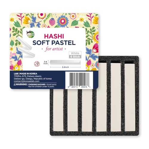 HA SHI Soft Chalk Pastels for Adult Artists, White, 6 Square Sticks | Restock the shade that runs out first. Lift tones over darker layers, sharpen highlights, or blur edges on toned paper. - color: White (6 Sticks)
