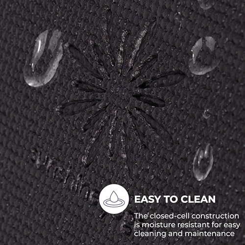 Ascend 6mm Thick Yoga Mat, 72x24in - color: Black - Solid