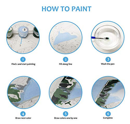 RMANA Acrylic Paint by Number Landscape On Canvas Art for Beginner Adults Students Teens Painting by Numbers DIY Arts Crafts Numero Advanced Abstract Sunny Beach Palm Tree Colorful Box Christmas Gift