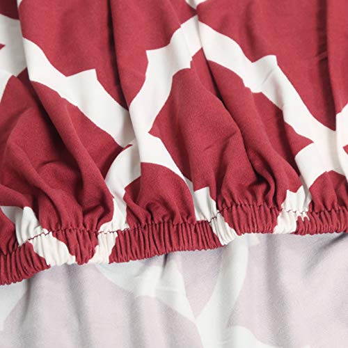 MIFXIN Armless Sofa Cover Futon Slipcover Stretch Elastic Folding Sofa Bed Non-Armrest Couch Furniture Protector Printed Washable Sofa Cover Without Armrests (Red+White) - color: Red+white