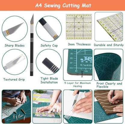 Rotary Cutter Set 96pcs,Quilting Kit Include 45mm Fabric Cutter with 5 Extra Blades,Patchwork Ruler, Needles, Clips & Pins for Sewing, Scrapbooking, Leather Dressmaking