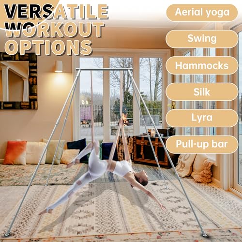 HECASA 8.1 FT Aerial Yoga Stand 550lbs Max Capacity for Indoor and Outdoor Fitness Bodybuilding Height Adjustable for Yoga Frame - size: 8.1FT Height