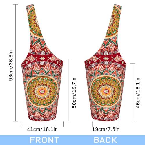 Mandala Yoga Mat Bag with Large Side Pocket and Zipper Pocket Long Tote Yoga Bags Fit Most Size Mats and Holds More Yoga Accessories - color: Red