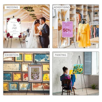 AROIC 63 "Easel Stand for Display, 6 Pack Portable Foldable Metal Easel | Signs Wedding Logos ,Arts, Painting,Adjustable Floor Easels with 6 Storage Bag - style: 6P
