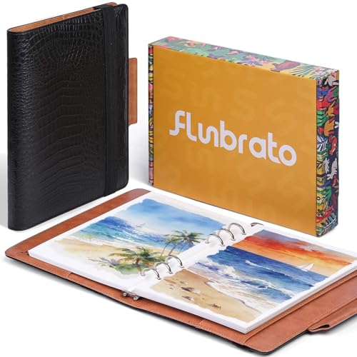 Watercolor Sketchbook A5 (8.3" x 5.8"), 24 Sheets 100% Cotton Cold Press 300GSM 140LB, Refillable Paper with Dual-Sided Consistent Texture, for Watercolor, Gouache, Acrylic & Mixed Media - color: Black