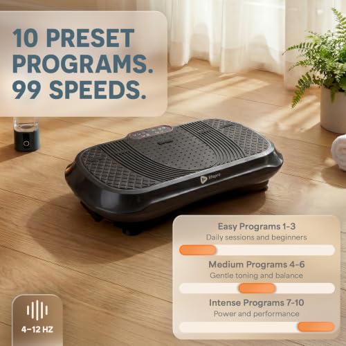 Lifepro Waver Vibration Plate Exercise Machine with 99 Speeds & 10 Presets | Resistance Bands, Non-Slip Surface, 330 lbs Capacity — Vibration Plate for Lymphatic Drainage, Body Toning, Full-Body Workout - color: Black