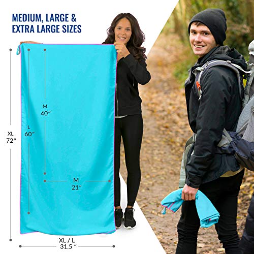VENTURE 4TH Quick Dry Travel Towel, Ultra Soft Microfiber - 3 Sizes - color: Blue Pink, size: 60.00" x 31.50"