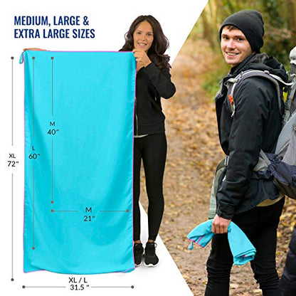 VENTURE 4TH Quick Dry Travel Towel, Ultra Soft Microfiber - 3 Sizes - color: Blue Pink, size: 60.00" x 31.50"