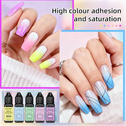 JODSONE Airbrush Gel Nail Polish Set 20 Colors No Dilution Fine Mist Nail | White Blue Pink Purple for Ombre French Nail Art Design Nail Airbrush Paint Gel Nail Polish Ideal for Home Salon Use - color: Airbrush-4