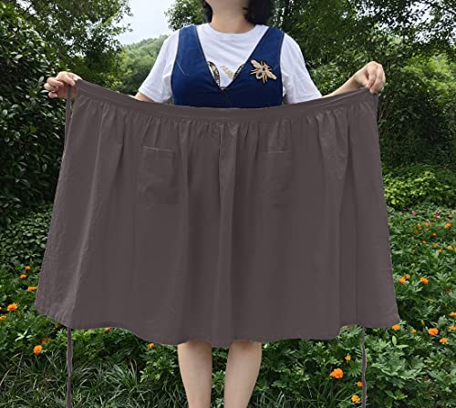 Unisex Chef Aprons White Retro Cotton Maid Short 2 Pockets Waist Waiter Waitress Half Apron - color: Cotton Grey