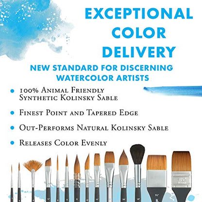 Princeton Aqua Elite, Series 4850, Synthetic Kolinsky Watercolor Paint Brush,Round, 3 - size: Size 3