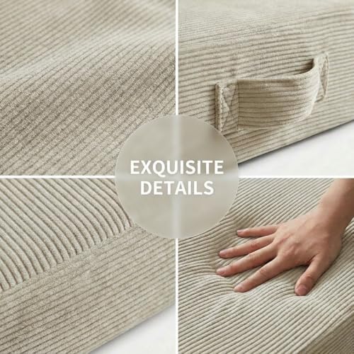 16 inches Meditation Floor Pillow Square Large Floor Cushions for Adults, Thick Memory Foam Seat Cushions for Yoga, Living Room, Sofa, Tatami, Bay Window Beige - color: Beige, size: 16*16*3inch