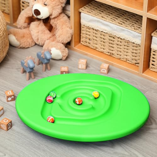 Seenelling Kids Maze Balance Board Sensory Training Toy, Green, Round - color: Green, style: Round
