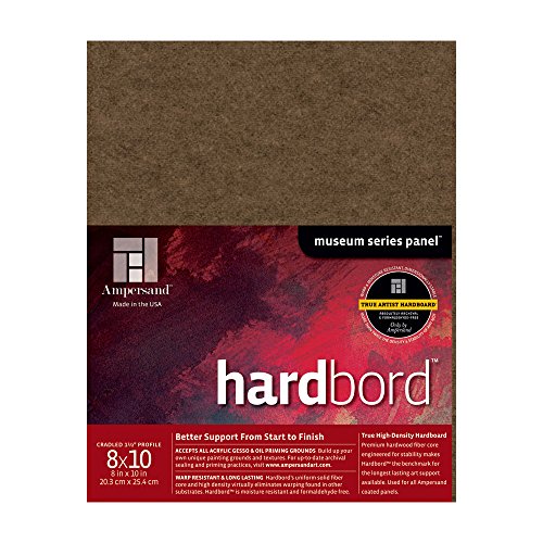 Ampersand Art Supply Hardboard Wood Painting Panel: Museum Series Hardbord, 8" x 10", 1-1/2 Inch Cradled Profile - color: 1-1/2 Inch Cradled Profile, size: 8" x 10"