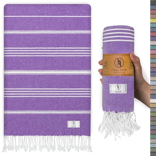 Ossano Turkish Beach Towel Soft & Fast Dry Oversized (39" x 71") - Quick Dry, Versatile and Functional as Yoga Mat, Picnic, Camping Blanket, Travel Blanket, Bath Towel - Lilac - color: Lilac