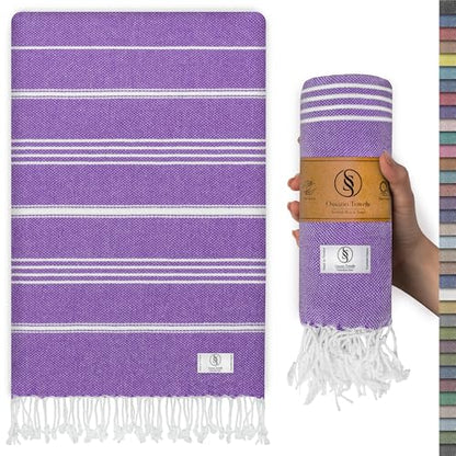 Ossano Turkish Beach Towel Soft & Fast Dry Oversized (39" x 71") - Quick Dry, Versatile and Functional as Yoga Mat, Picnic, Camping Blanket, Travel Blanket, Bath Towel - Lilac - color: Lilac