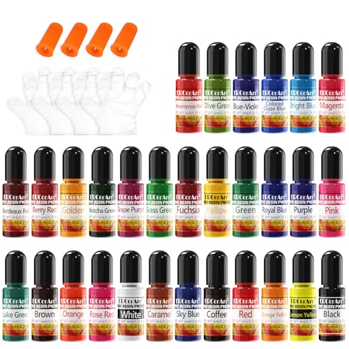 Epoxy Resin Pigment - 30 Colors Transparent UV Resina Dye, Highly Concentrated Epoxy Resin Colorant for Jewelry Making Kit, DIY Crafts - 0.25 oz