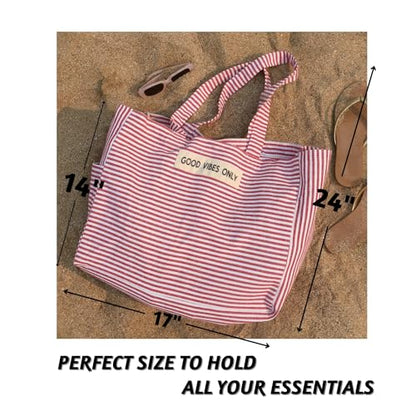 Folkulture Beach Bags for Women, Waterproof, Beach Must Haves -17x14 inch - color: Red