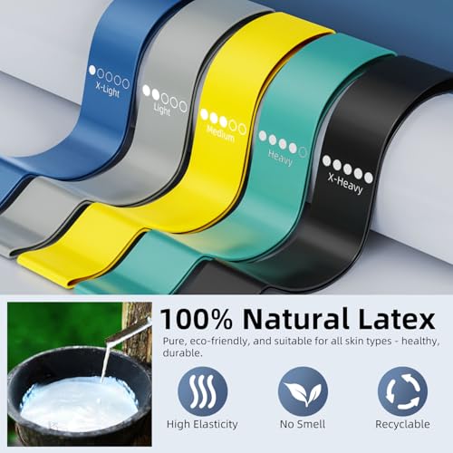 Resistance Loop Exercise Bands for Home Fitness, Yoga Pilates, Stretching, Strength Training, and Physical Therapy - Elastic Bands Set Workout Bands for Women&Men (5pcs Set) - color: Blue&Black
