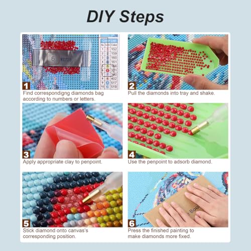 Anuver Diamond Painting Kits for Adults Iily Flower, 5D Round Diamond Art Kits for Beginners, DIY Full Drill Crystal Gem Painting Kits for Home Wall Decor 12x16Inch