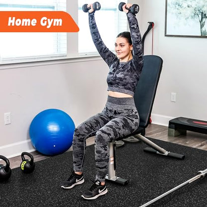 SUPERJARE 0.4'' Thick 24 Pcs 96 Sq Ft Rubber Top Exercise Equipment Mats, High Density EVA Foam Mats with Rubber Top, Interlocking Gym Flooring for Home Gym, Protective Workout Mat, Black/Grey - size: 24 Tiles (96 Sq Ft)