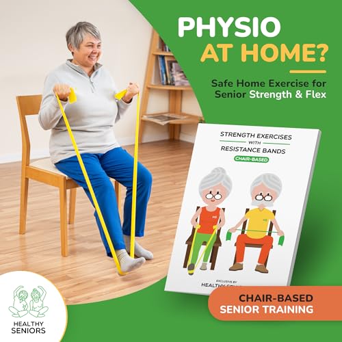 Healthy Seniors Chair Exercise Program with Two Resistance Bands, Handles and Printed Exercise Guide. Suitable for Rehab or Physical Therapy. Thoughtful Gift for Grandma or Grandpa