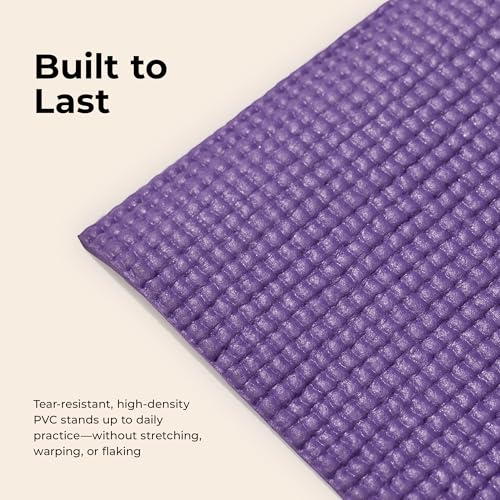 Sunny Health & Fitness Exercise Yoga Mats - Non-Slip Support for Home & Gym | Supportive Comfort, Non-Slip, Durable & Portable, Yoga, Pilates, Meditation, Stretching, Floor Workouts, Multi-Size - color: Classic Purple