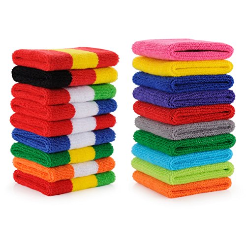 ONUPGO Sweatband Set Sports Headband Wristband Set Sweatbands Terry Cloth Wristband Wrist Sweatband Headbands Moisture Wicking Sweat Absorbing Head Band - color: Neon Blue