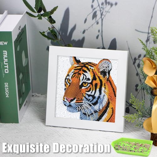 geesfayan Diamond Art Kits for Kids,6 Inch DIY Gem Art Painting with 7 Inch Frame, Complete Starter Kit for Beginners, Creative Arts & Crafts Gift for Girls & Boys (Tiger) - color: Tiger