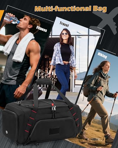 Smasrob 26L Gym Duffle Bag with Backpack Straps & Shoe Compartment | with and Wet Pocket, Small Duffle Bag for Travel and Sports, Black