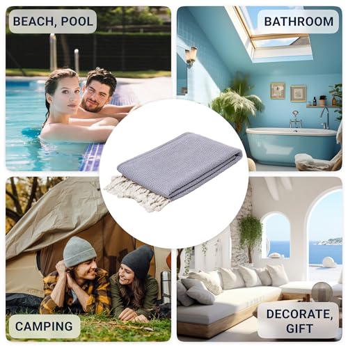 ATANI Turkish Beach Towel, Converts to a Bag, Oversized 100% Cotton Bath Towels Lightweight Quick-Dry Beach Blanket for Travel, Picnic, Camping, Yoga and Pool (Grey + Bag, 35 inc x 69 inc) - color: Grey + Bag, size: 35 inc x 69 inc