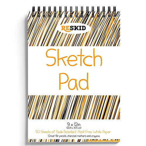 Reskid Sketch Pad (9 x 12 inches) - 50 Sheets, 2-Pack - Kids Drawing Paper, Drawing and Coloring Pad for Kids, Kids Art Supplies