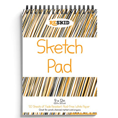 Reskid Sketch Pad (9 x 12 inches) - 50 Sheets, 2-Pack - Kids Drawing Paper, Drawing and Coloring Pad for Kids, Kids Art Supplies