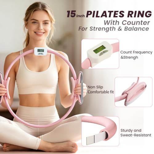 Pilates Kit for Home Workouts,Pilates Equipment for Women with 15" Ring