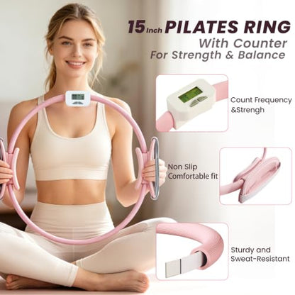 Pilates Kit for Home Workouts,Pilates Equipment for Women with 15" Ring