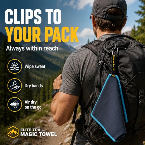 Elite Trail Magic Backpacking Ultralight Quick Dry Microfiber Soft Fast Drying Hand and Face Towel Wash Cloth Camping Yoga Hiking Active Lifestyle Small - color: Navy