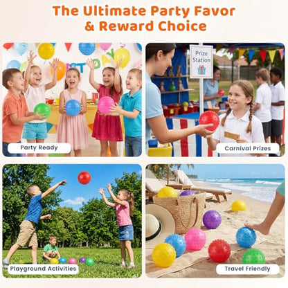 LOVEINUSA 8PCS Bounce Balls with Pump, 7 inch Spiky Massage Sensory Balls for Kids Party Favors - size: Medium