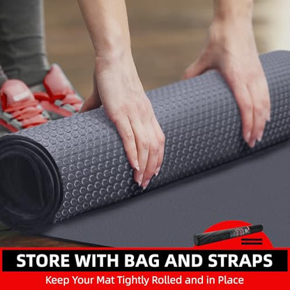 GymCope Large Exercise Mat for Home Workouts, 12x6/10x6/9x6/8x6/7x5/6x4 ft - color: 7'*5'Dark Grey