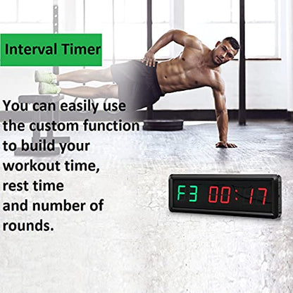 LED Interval Timer Count Down/Up Clock Stopwatch with Remote for Home Gym Fitness - color: Green+red