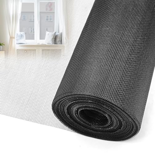 48 in × 100 ft Window Screen Mesh, Fiberglass Window Screen Replacement, Screen Mesh Roll for Window, Door, Patio, Porch (Black) - size: 48" x 100'