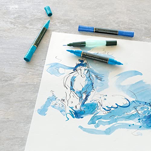 Faber-Castell Pitt Artist Pen Hand Lettering Set - 6 Blue Brush Lettering Pens