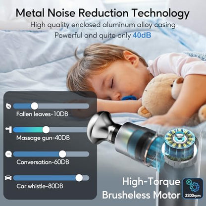 arboleaf Mini Massage Gun Deep Tissue with Metal Heads, Muscle Massager - color: Lightgray