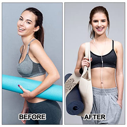 Saintrygo Yoga Bags for Women with Mat Carrier Canvas Pilates Tote Carryall Fits All Your Stuff for Travel Gym Workout - color: Beige